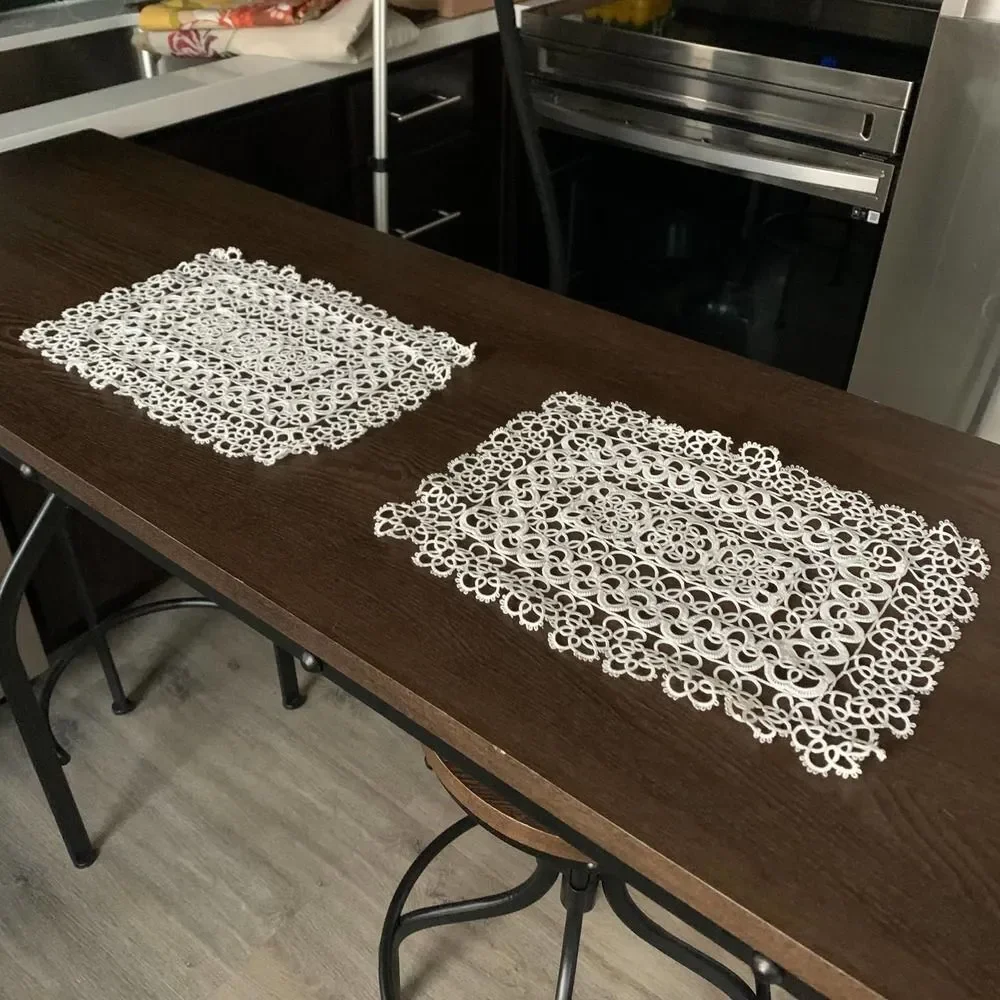 vintage crochet napkins white tablecloth